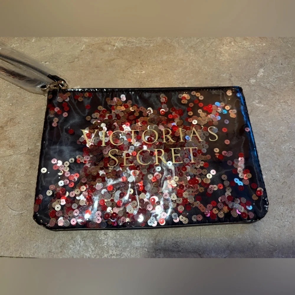 Victoria's Secret Black and Red Sequin Wristlet NWOT